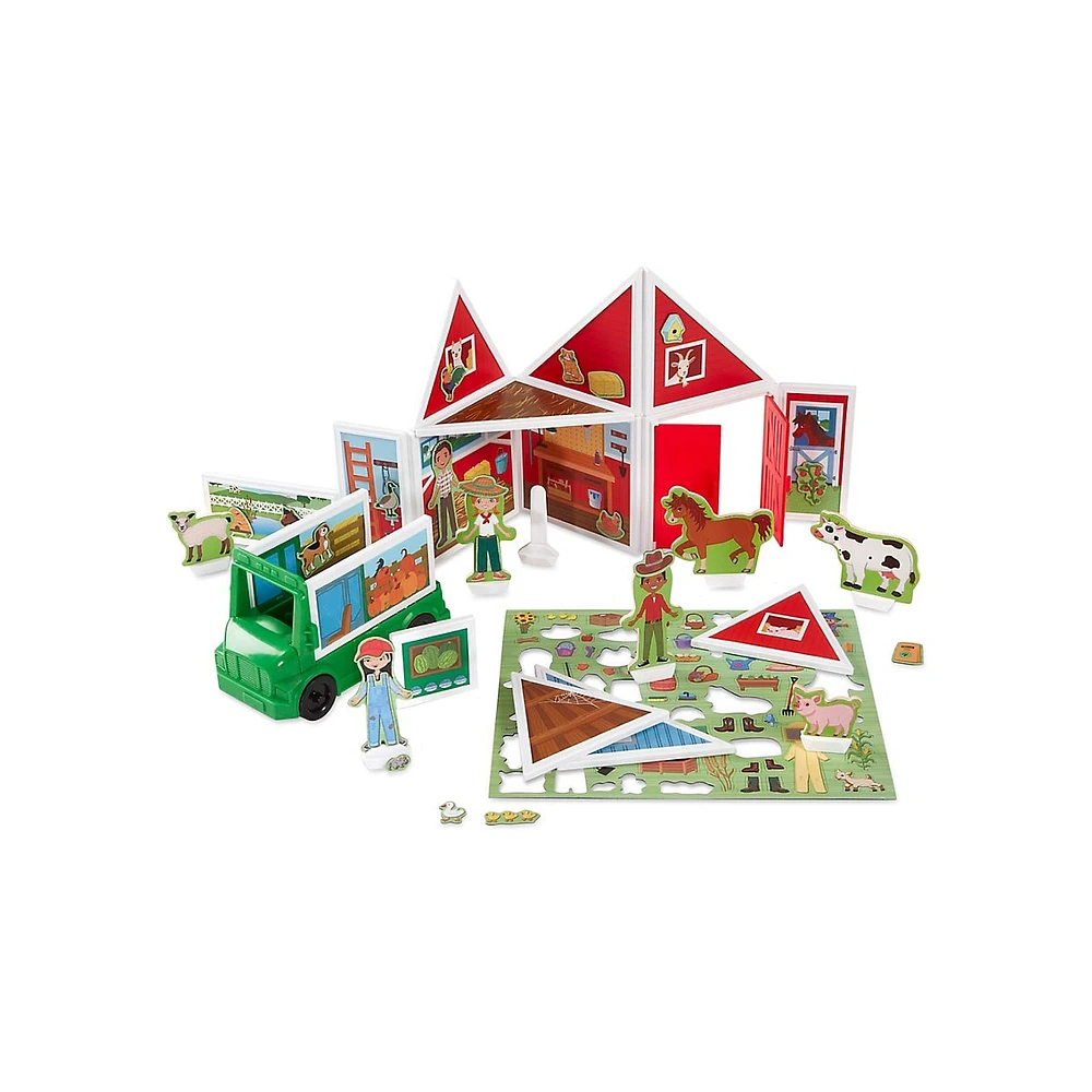 Magnetivity On The Farm 102-Piece Wooden Building Playset