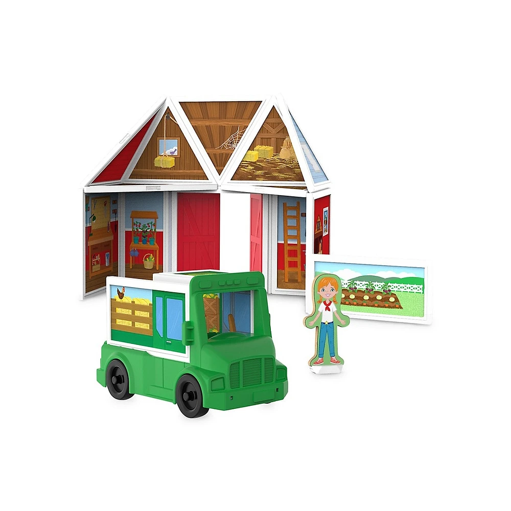 Magnetivity On The Farm 102-Piece Wooden Building Playset