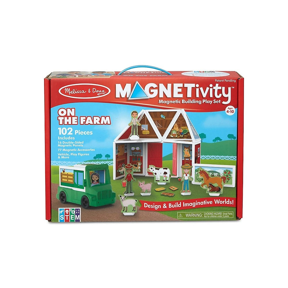 Magnetivity On The Farm 102-Piece Wooden Building Playset