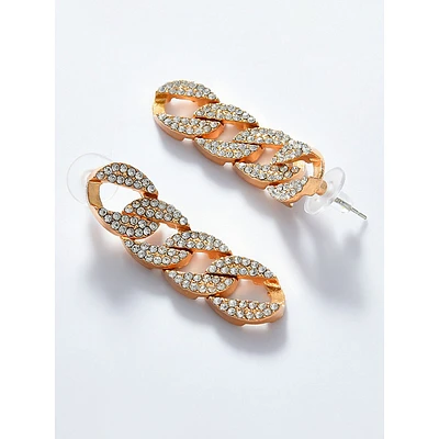 Sohi Silver-toned Stones Gold-plated Contemporary Drop Earrings