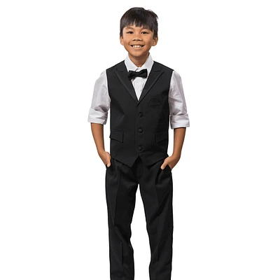 Formal Boys Suit Set With Shiny Lapel And Adjustable Skinny Pants