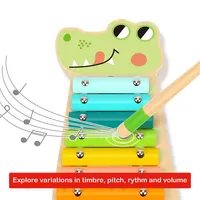 Wooden Alligator Xylophone Toy - 3pcs - Pretend Musical Instrument, Ages 18m+
