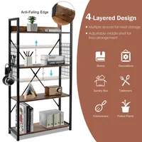 4 -tier Industrial Bookshelf Open Storage Bookcase Display Shelf For Home Office