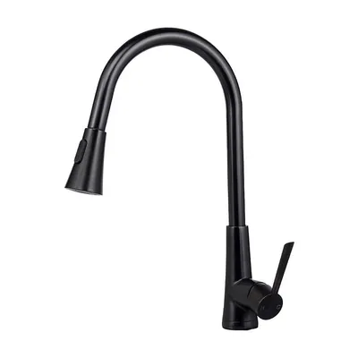 Single-handle Pull-down Kitchen Faucet, High Arc Sprayer Kitchen Sink Faucet, Single Lever Design, Easily Control Flow and Temperature ( Matte Black)