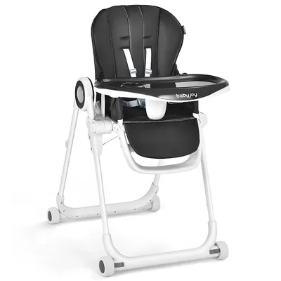 Babyjoy Baby High Chair Foldable Feeding W/ 4 Lockable Wheels Pinkblackcolorfulgreen
