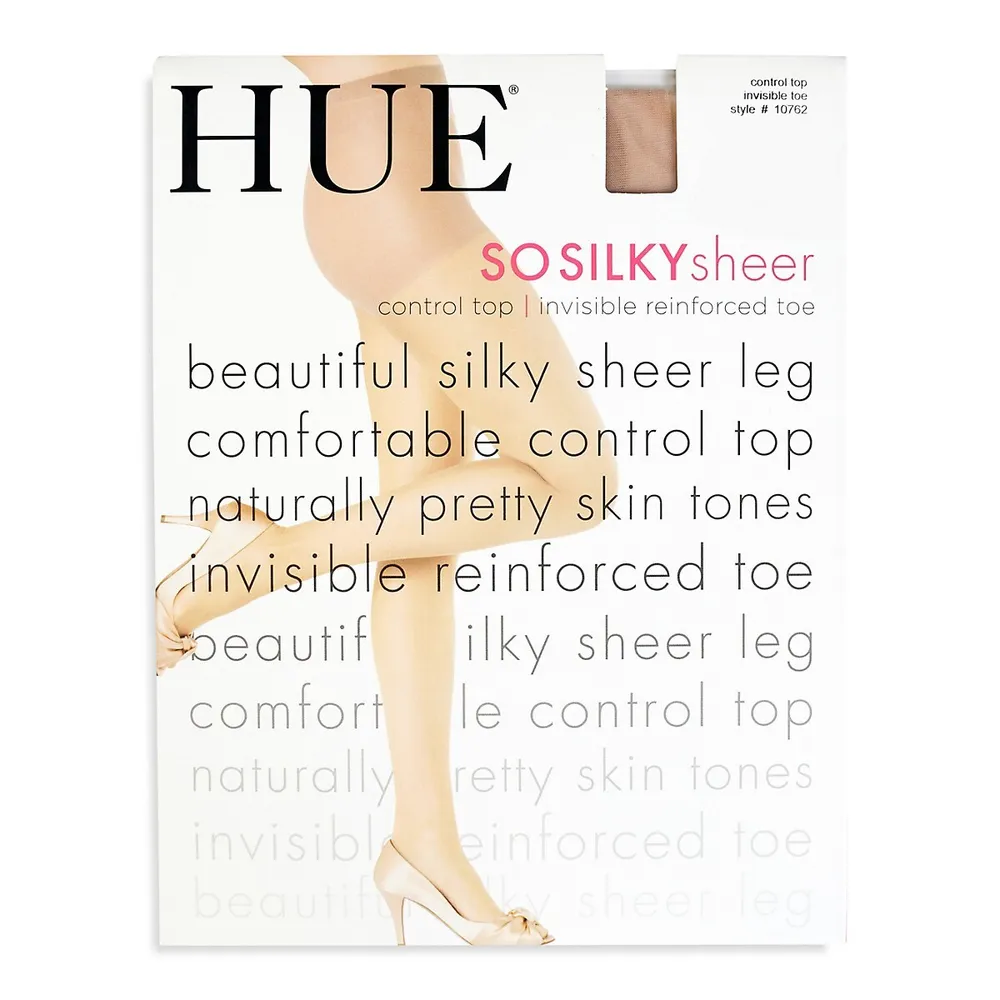 HUE Womens So Silky Sheer Control Top Natural Tights - 4 