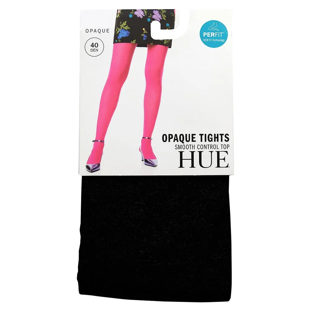 Hue Women's Super Opaque Tights with Control Top, Black, 1 at   Women's Clothing store