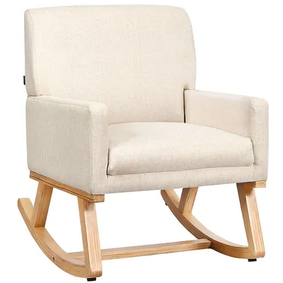 Costway Mid Century Fabric Rocking Chair Upholstered Accent Armchair Lounge Chair