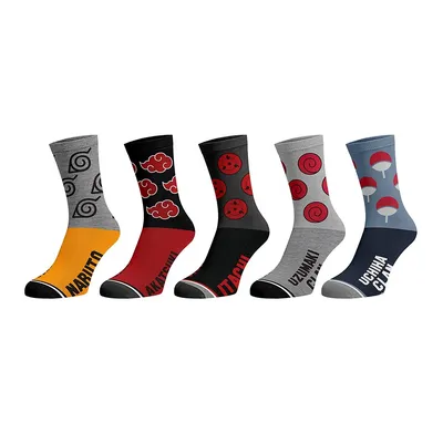 Naruto Logos 5 Pack Crew Socks
