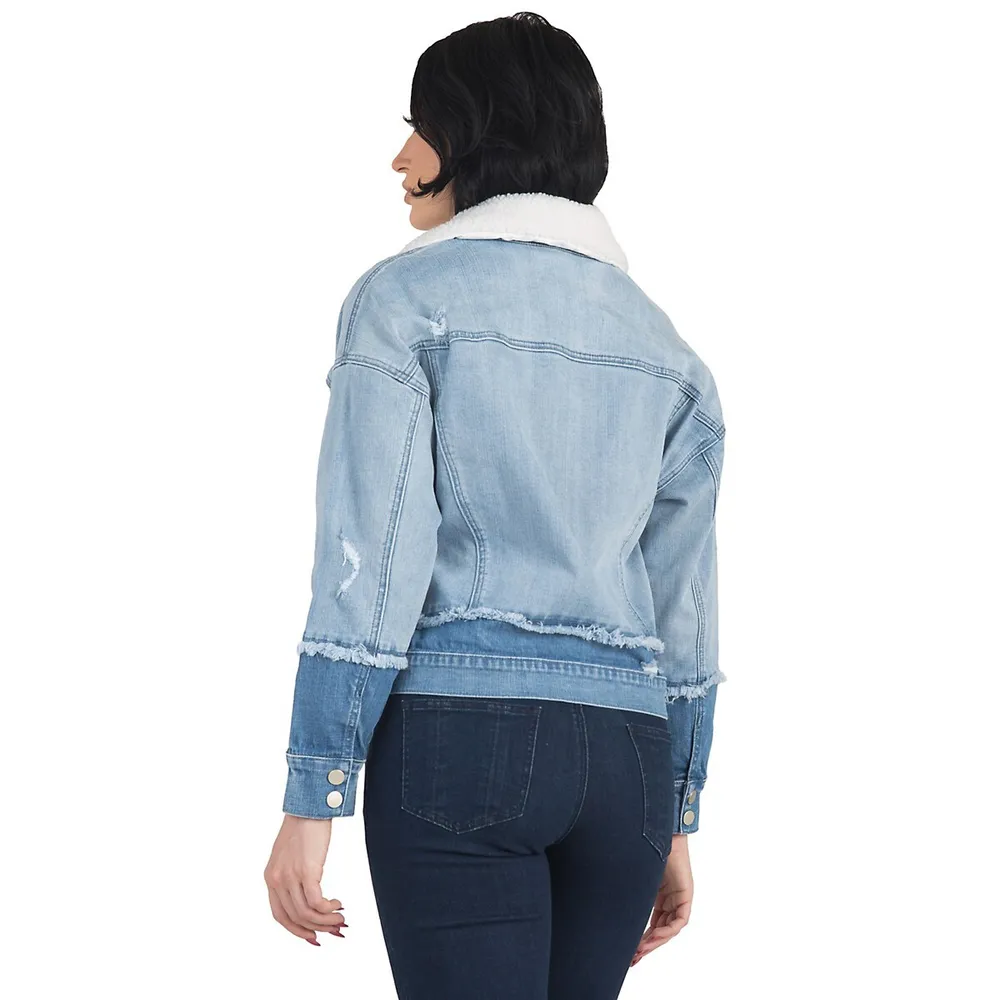 denim jacket with sherpa collar womens