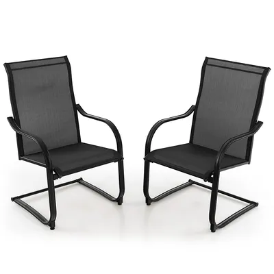 2pcs C-spring Motion Patio Dining Chairs All Weather Heavy Duty Outdoor