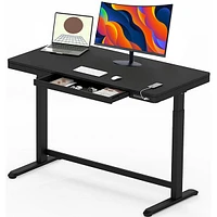 Electric Standing Desk, Height Adjustable Sit Stand Computer Desk Riser with Drawer and USB Posts, 47.2 x 23.6in