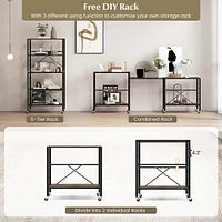 5-tier Folding Shelf Free Diy Design Shelving Unit With 4 Universal Wheels Kitchen