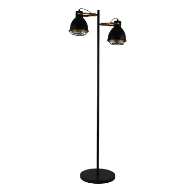2 Headed Floor Light, 5 'height, From The Virginia Collection, Black