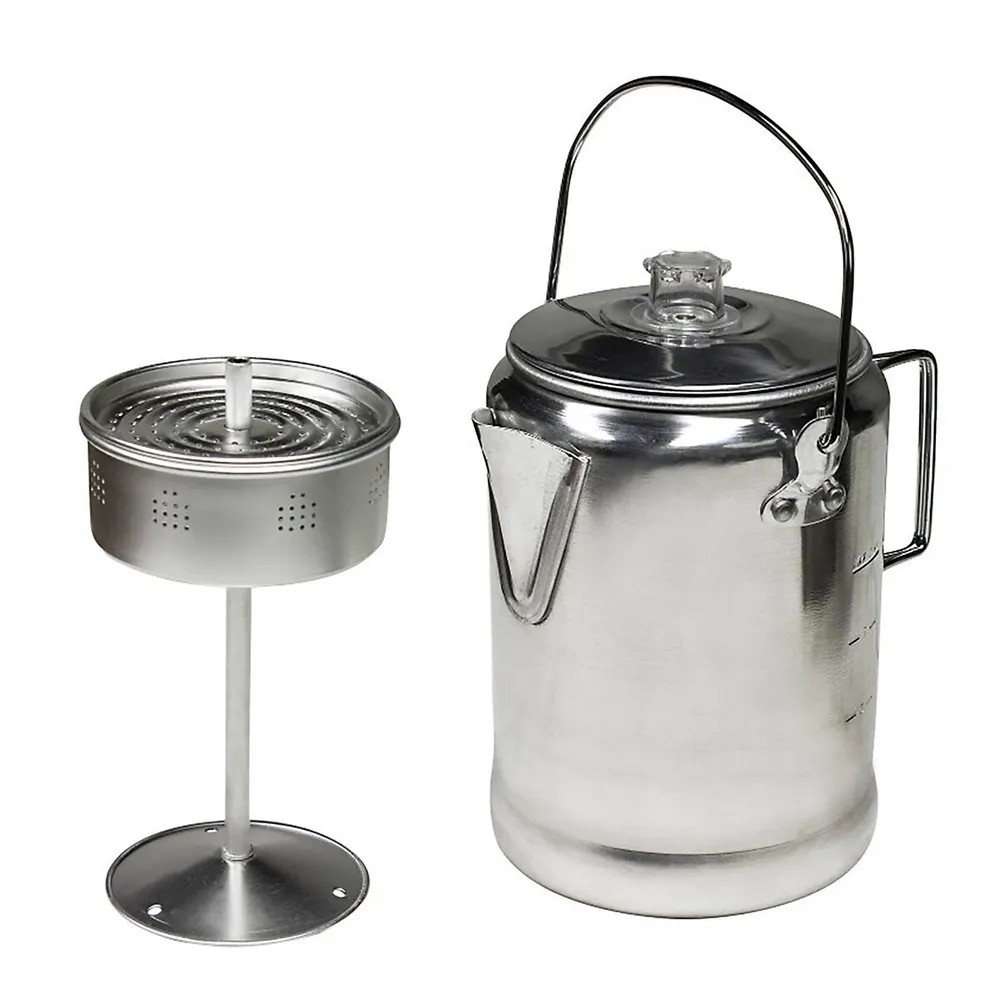 Percolator For Outdoor Use, 6 To 9 Cup Capacity, Made Of Aluminum