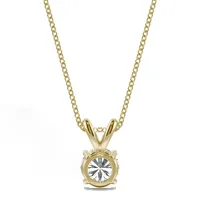 Yellow Gold Moissanite By Charles & Colvard Solitaire Pendant, 0.50cttw Dew
