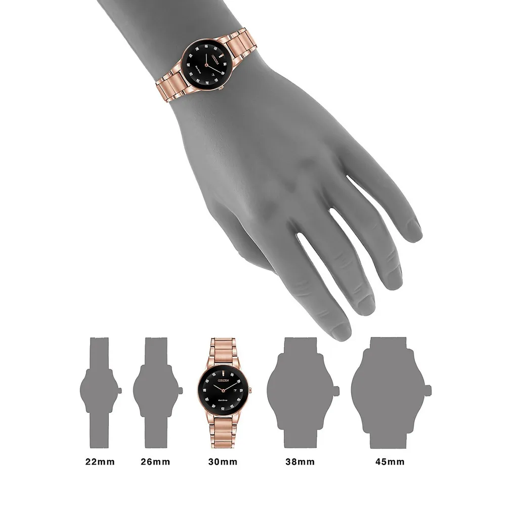Eco-Drive Axiom Rose Goldtone Stainless Steel Bracelet Watch GA1058-59Q