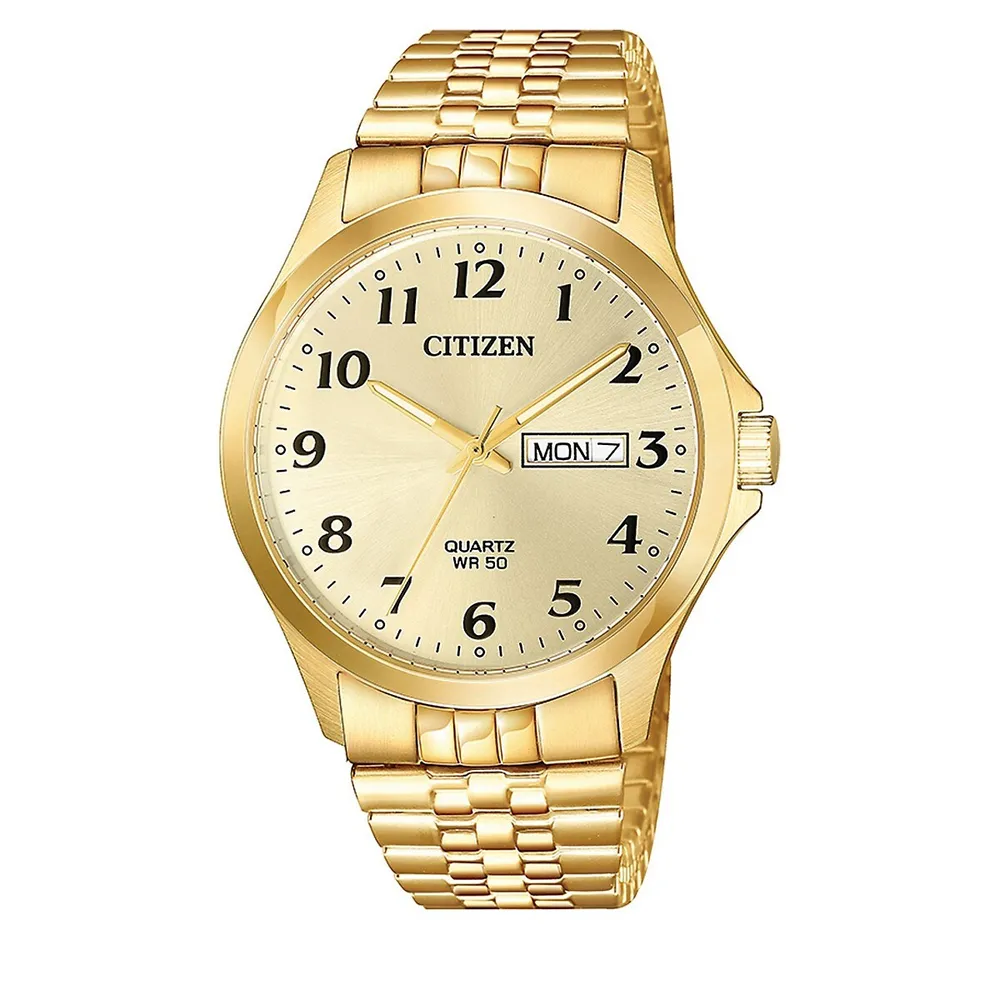 Analog Goldtone Stainless Steel Bracelet Watch