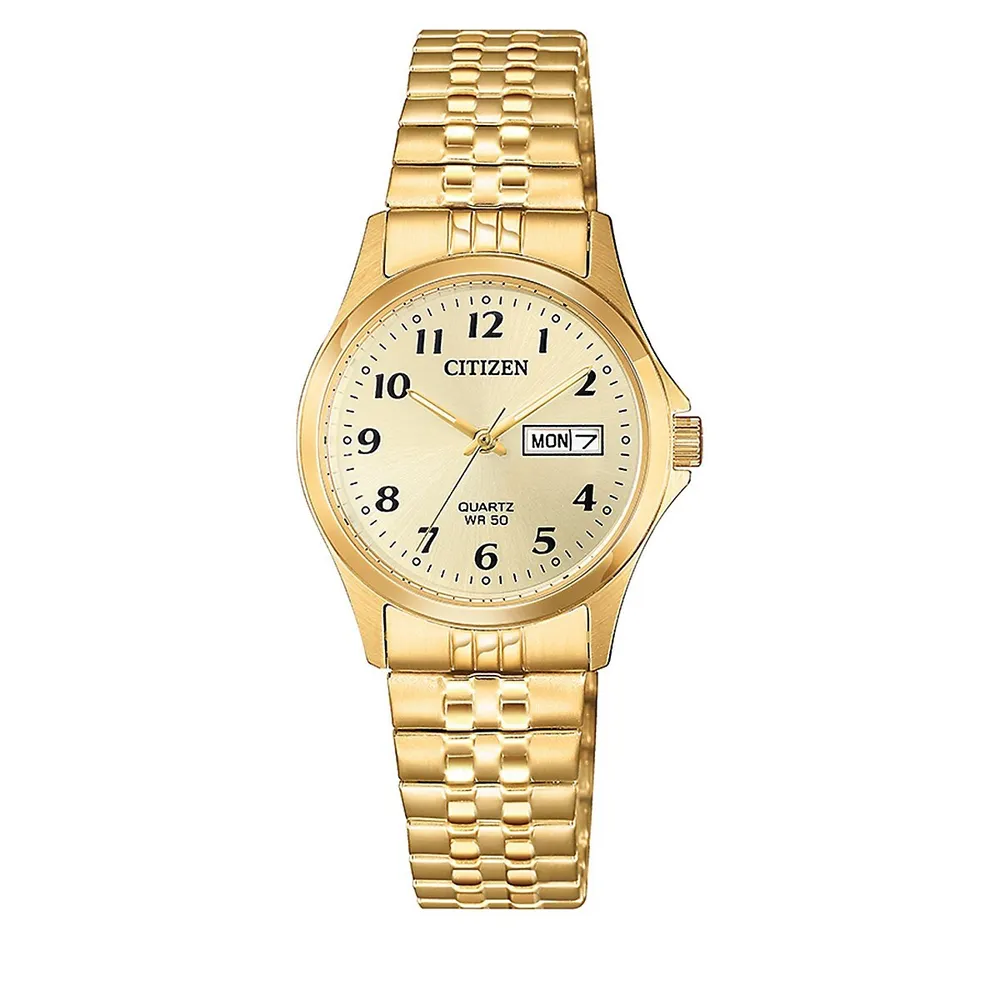 Analog EQ2002-91P Goldtone Stainless Steel Bracelet Watch