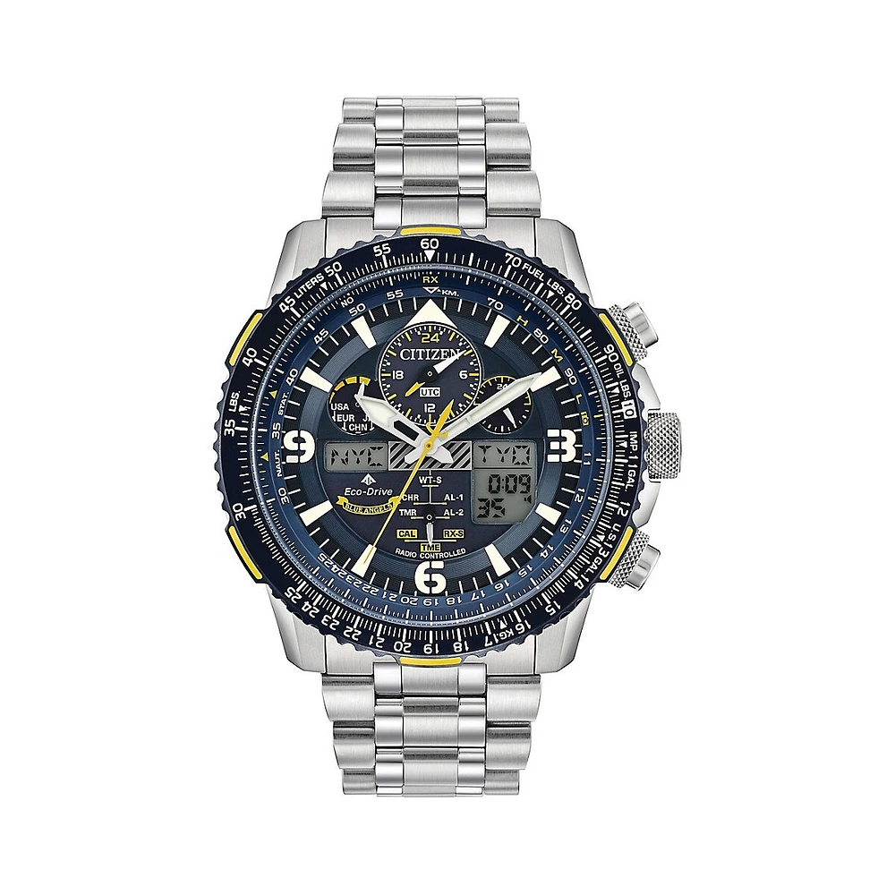 Blue Angels Promaster Skyhawk A-T Stainless Steel Bracelet Eco-Drive Watch JY8078-52L