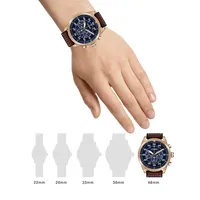 Montre Eco-Drive de ton or rose en cuir Avion