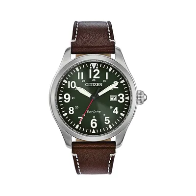 Garrison Eco-Drive Leather Strap Watch