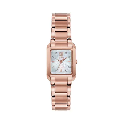 Bianca Eco-Drive WR050 Rose Goldtone Bracelet Watch