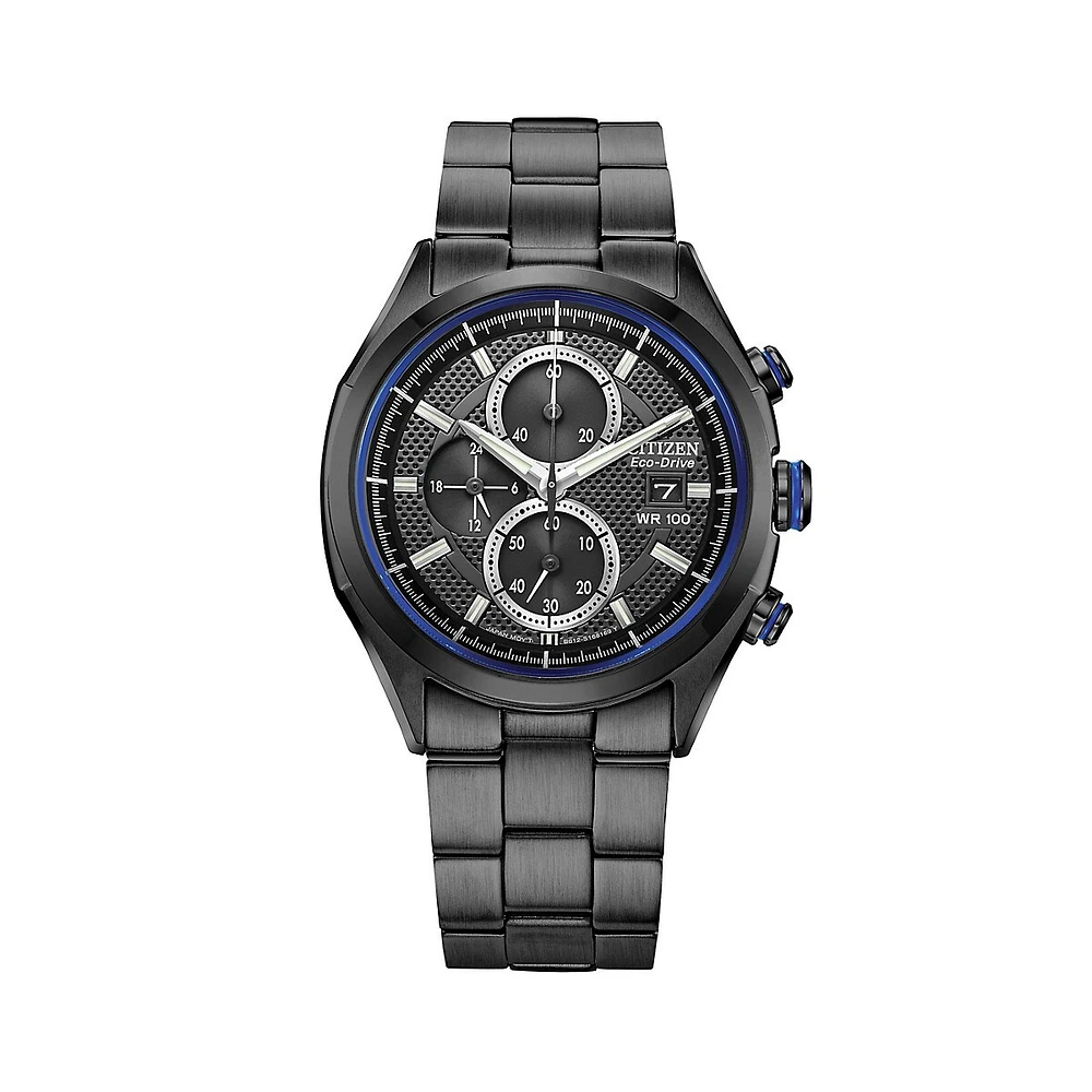 Montre chronographe en acier inoxydable noir Weekender Eco-Drive CA0438-52E