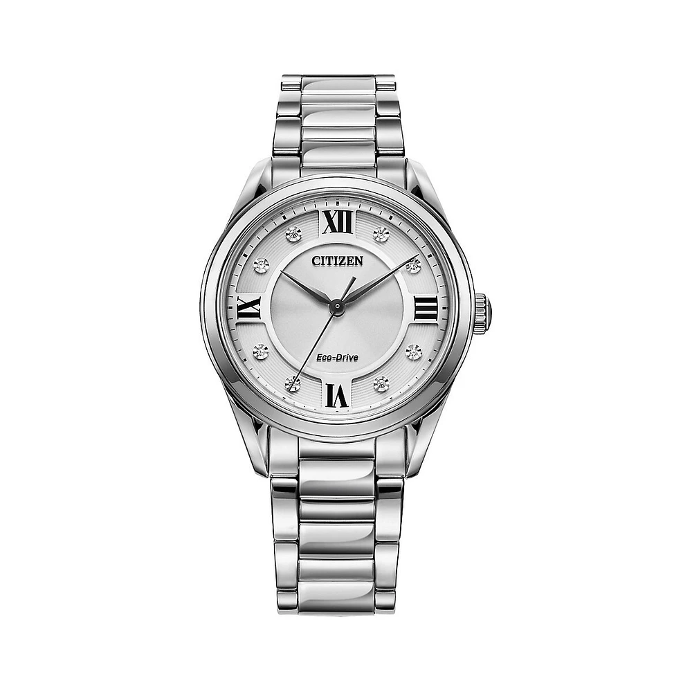 Montre-bracelet Eco-Drive en acier inoxydable Fiore EM0870-58A