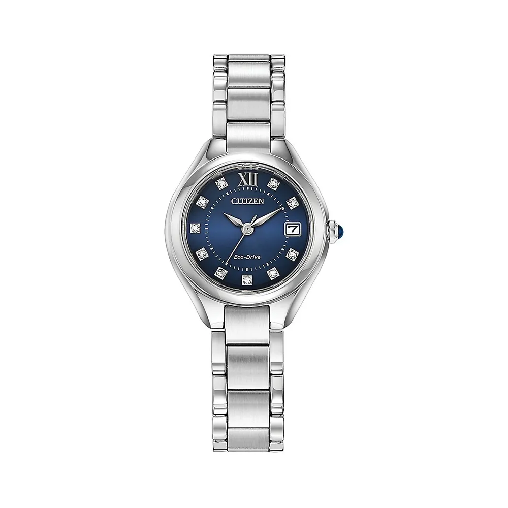 Silhouette Crystal Eco-Drive Stainless Steel Bracelet Watch EW2540-83L