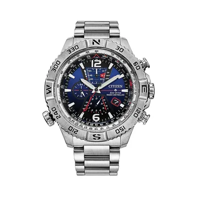 Montre chronographe Eco-Drive en acier inoxydable avec bracelet à maillons Promaster Navihawk AT8220-55L
