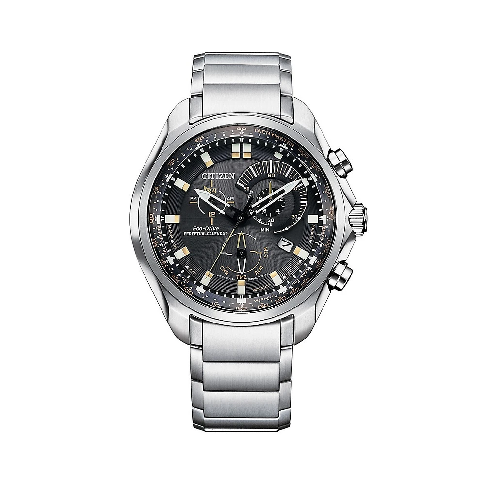 Montre-bracelet chronographe Eco-Drive en acier inoxydable Sport Luxury