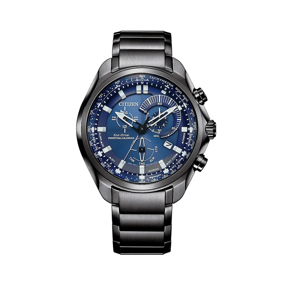 Sport Luxury Stainless Steel Eco-Drive Chronograph Bracelet Watch BL5607-54L