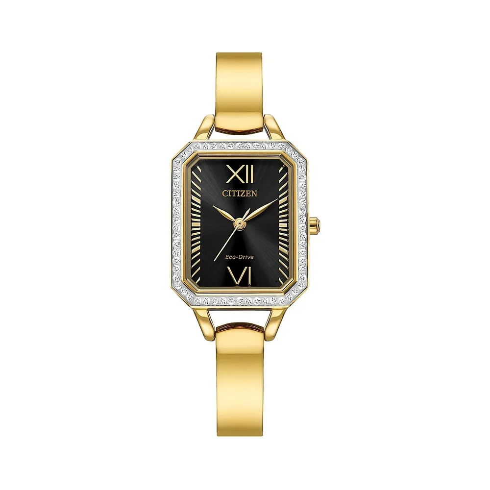 Classic Crystal Eco-Drive Goldtone Stainless Steel Bracelet Watch EM0982-54E