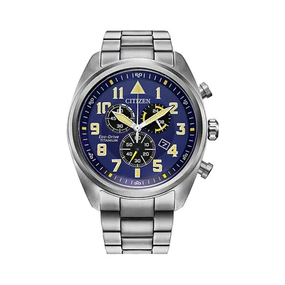 Brycen Silver-Tone & Blue Chronograph Watch AT2480-57L