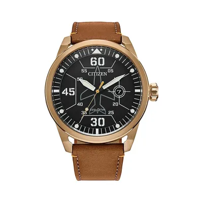 Avion Stainless Steel & Leather Strap Watch AW1733-09E