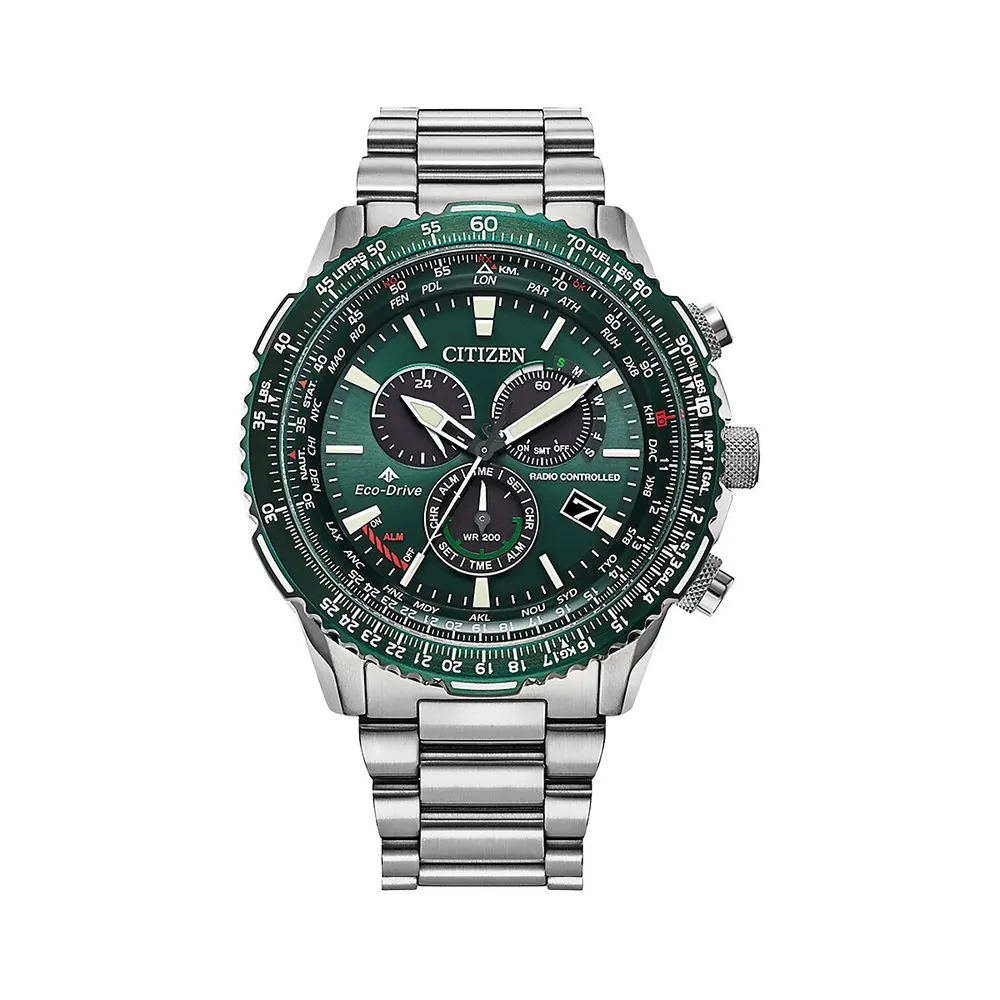 Citizen Watch Company + Air Eco Stainless Steel Bracelet Chronograph Watch  CB5004-59W | Galeries Capitale