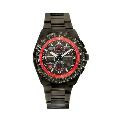 Montre-bracelet chronographe en acier inoxydable noir Skyhawk Skybirds JY8129-53H