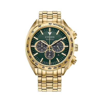 Sport Carson Goldtone Stainless Steel Chronograph Bracelet Watch CA4542-59X