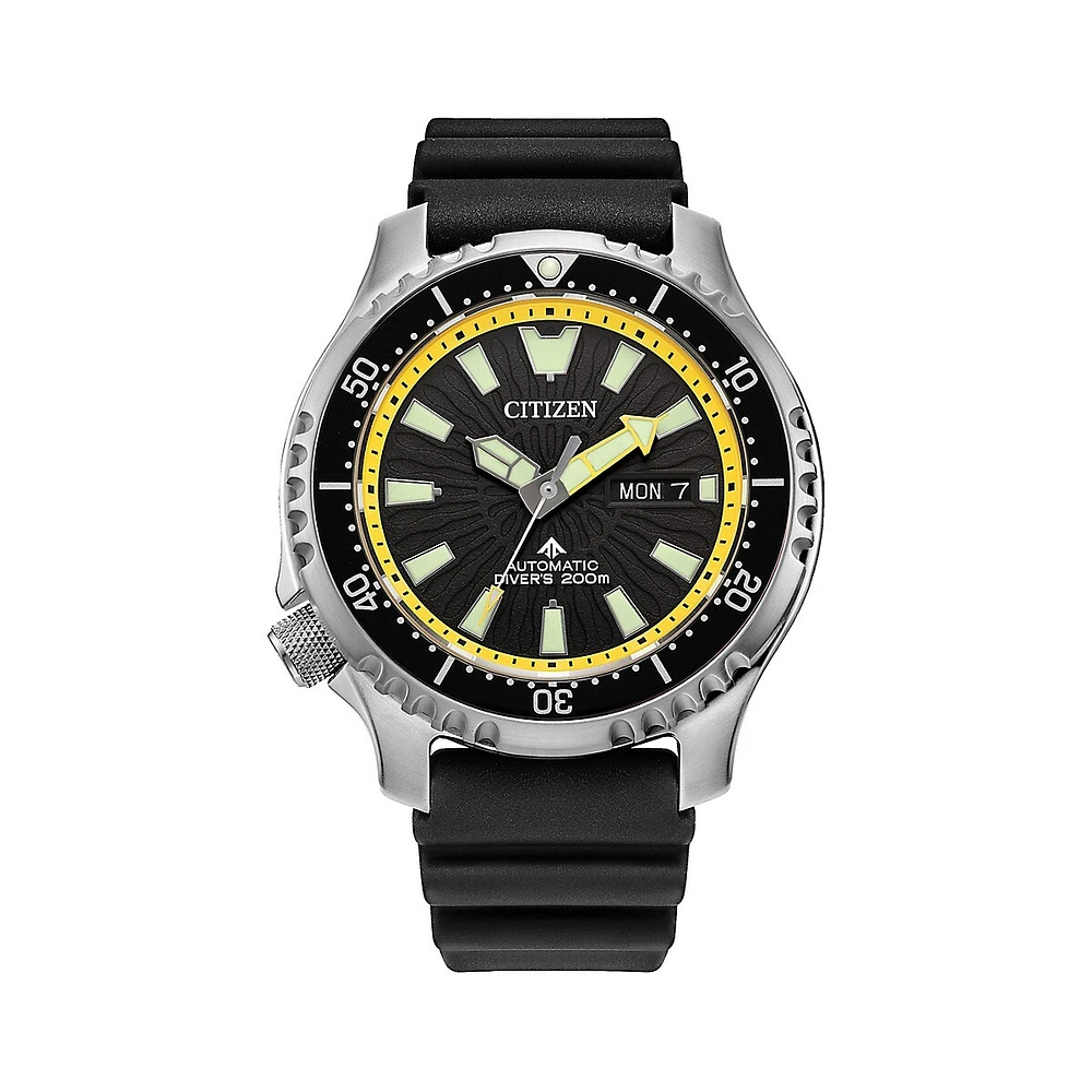 Promaster Dive Stainless Steel Case and Polyurethane Strap Eco-Drive Automatic Bracelet Watch NY0130-08E