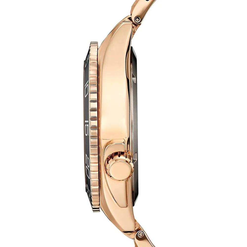 Montre-bracelet en acier inoxydable rose doré à technologie Eco-Drive Carson AW1773-55E