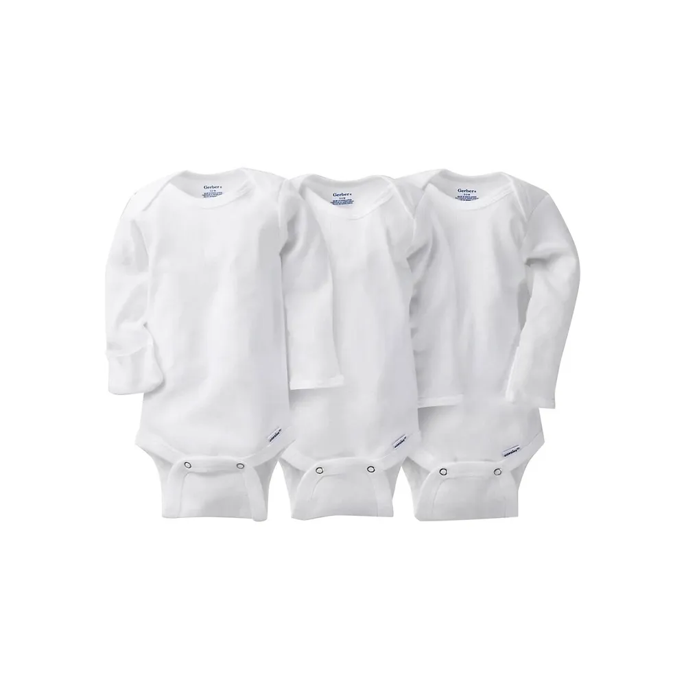 Baby's 3-Pack Long-Sleeve Onesies Bodysuits