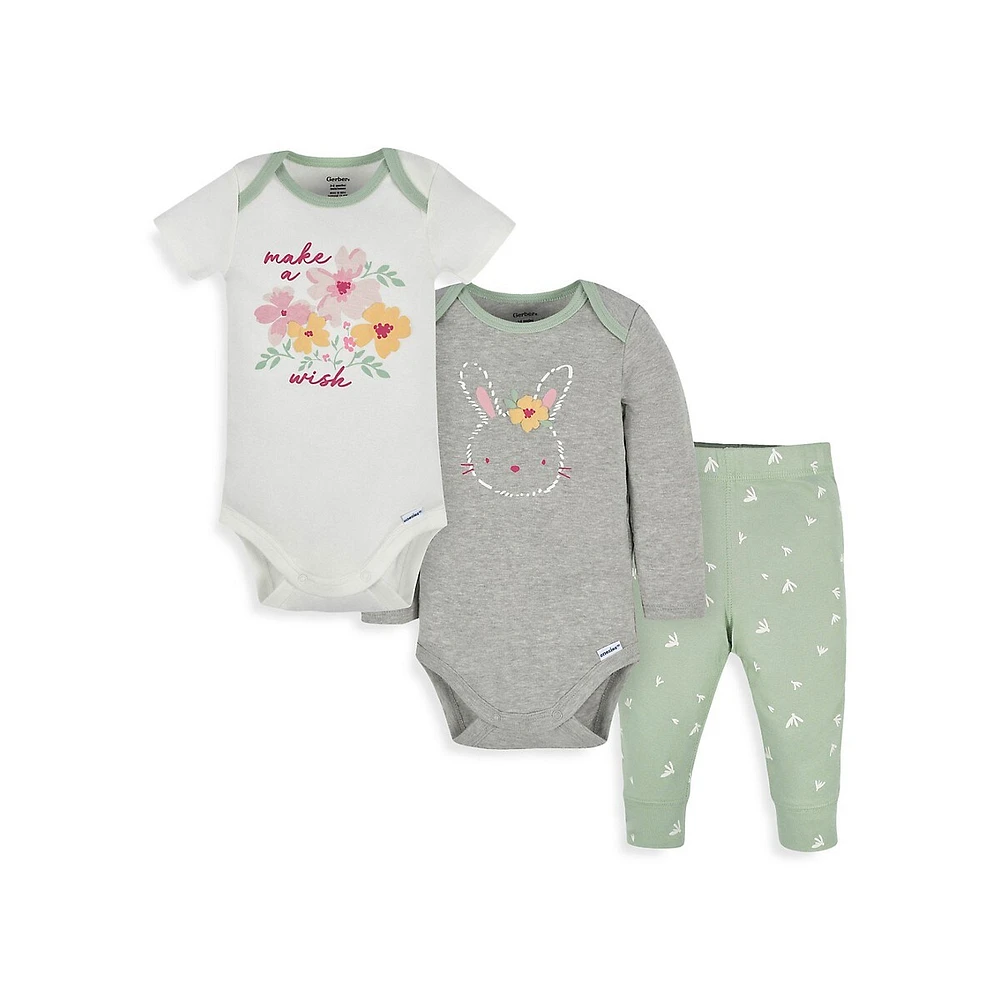 Baby's 3-Piece Take Me Home Bunny-Print Set