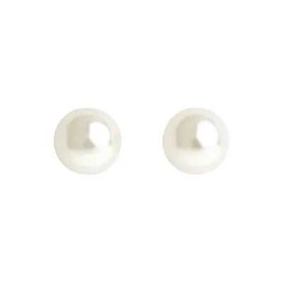 10mm Pearl-Gold Post Earrings