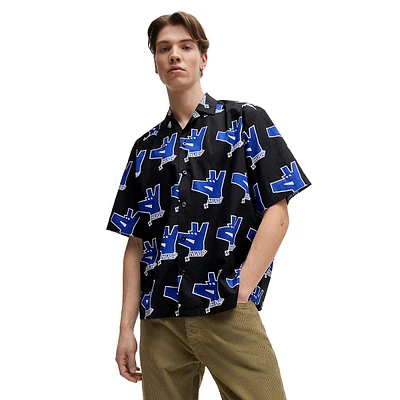 Relaxed-Fit Signature Print Short-Sleeve Shirt