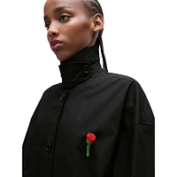 HUGO x Les Benjamins Beaded Rose Brooch Trench Coat