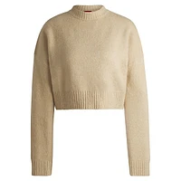 Relaxed-Fit Cropped Brushed-Knit Sweater