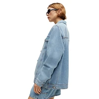 Boxy-Fit Stonewashed Denim Jacket