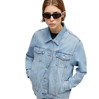 Boxy-Fit Stonewashed Denim Jacket