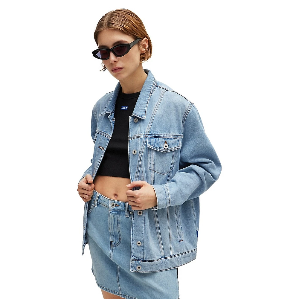 Boxy-Fit Stonewashed Denim Jacket